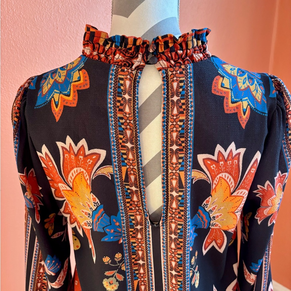 Braeve Floral Print Ruffle Neck Blouse - Picture 4 of 6